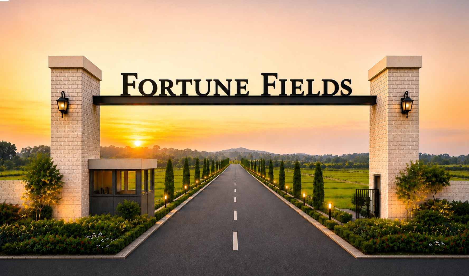 Fortune Fields entrance — artist's impression (3D render)